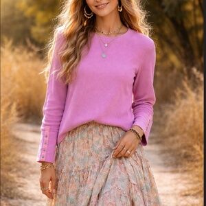 Sundance Thermal Waffle Knit Shirt Womens XL Purple Velvet Cuff Long Sleeve Boho